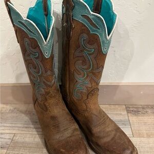 Brown and Turquoise Western Boots